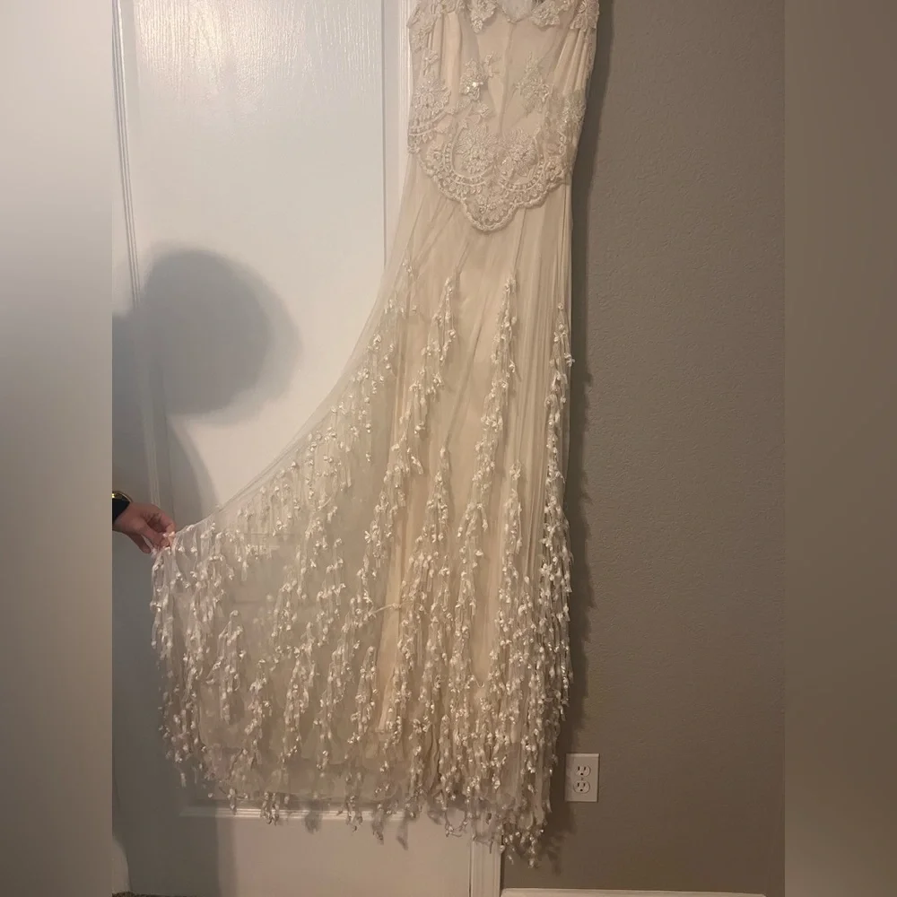 Vintage couture Claire Pettibone wedding dress French silk and beads - Picture 11 of 16